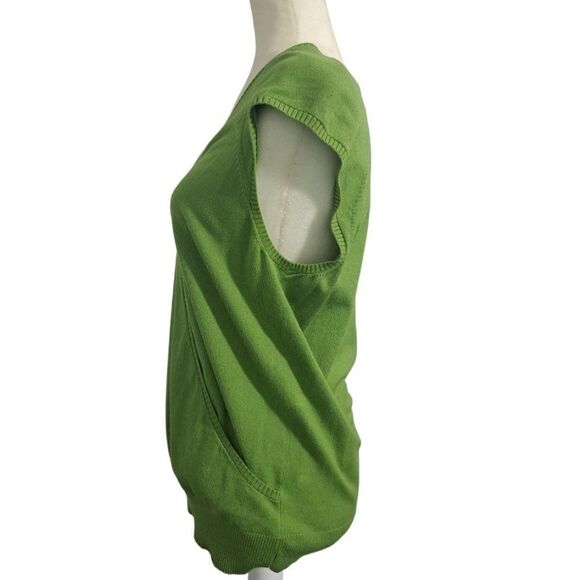Ann Taylor Loft Women's Faux Wrap Knit Top Vest Sleeveless V Neck Kelly Green L - Picture 5 of 8